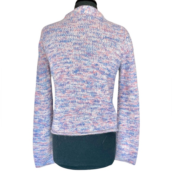 French Connection Wool Angora Blend Double Breasted Wrap Mock Neck Sweater Sz L - Picture 5 of 6